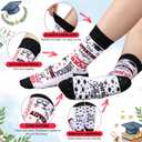 6 Pairs Graduation Pilates Grip Socks for Women Non Slip Yoga Socks with Grad Hat Pattern Congratulate Grad Gifts (Red)