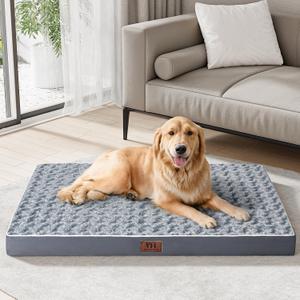 WESTERN HOME WH Orthopedic Large Dog Beds, Large Sized Dog with Soft Rose Plush Removable Washable Cover, Egg Crate Foam Support and Non-Slip Bottom, Waterproof Pet Bed Mat (42.0"L x 30.0"W x 4.0"Th, Grey)