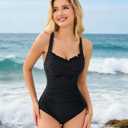 Mannice Tummy Control Swimsuits for Women 2026 One Piece Swimsuit Push Up Bathing Suit Full Coverage Slimming Swimwear (Black, L)