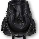 Ro Rox Calamity Womens PU Punk Gothic Uni Studded Backpack - Black, Large