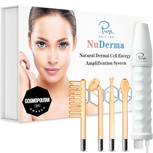 Pure Daily Care NuDerma Handheld Skin Therapy Wand Machine w/Neon – Anti-Aging - Skin Tightening - Wrinkle Reducing - Dark Circles – Clarifying - Hair & Scalp Stimulator, Factory Sealed