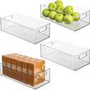 InterDesign iDesign Plastic Stackable Pantry Bin - Organizer Bin with Handles for Cabinets or Fridge - Set of 4 - Clear