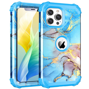 BQQFG for iPhone 12 Pro Case,Three Layer Heavy Duty Shockproof Hybrid Hard Plastic Bumper Soft Silicone Rubber Drop Protective Cover Case for iPhone 12 Pro 6.1",Blue