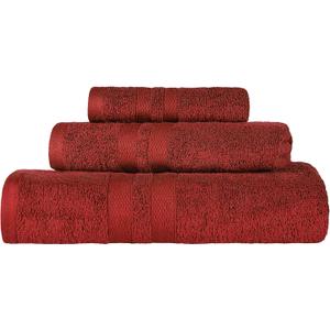 SUPERIOR Ultra-Soft 3-Piece Cotton Towel Set, Daily Use for Bathroom, Guest Room, Quick Dry, Set Includes 1 Bath Towel, 1 Hand Towel, and 1 Washcloth, Essential Plush Towels for Home - Maroon