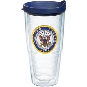 Tervis Navy Logo Made in USA Double Walled Insulated Tumbler Travel Cup Keeps Drinks Cold & Hot, 24oz, Classic