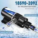 12V Macerator Pump Compatible with Jabsco 18590-2092 DC Waste Pump for RV | 12GPM DC Macerator Pump for RV Waste Self Priming Run Dry Protection and Waste Evacuation for Boat Yacht, Toilet, Kitchen
