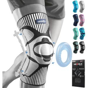 NEENCA Knee Brace for Knee Pain Relief, Medical Knee Support with Patella Pad & Side Stabilizers, Compression Knee Sleeve for Meniscus Tear, ACL, Arthritis, Joint Pain, Runner, Sport- FSA/HSA APPROVED (Large, Black-Gray)