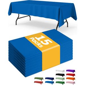 Blue Plastic Table Cloth Rectangle Table 15 Pack, 54''108'' Tablecloth for Graduation Decorations Class of 2025, Table Cloth for Disposable Use, Table Cover for Holiday Party, Gathering
