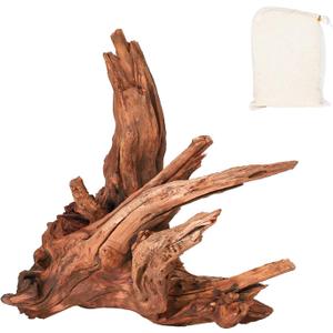 Driftwood for Aquarium Natural Aquarium Wood for Aquascaping Fish Tank Decorations Reptile Tank Decor (Natural Driftwood 12-16" 1 Pack+Protein Cotton)