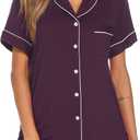 Aamikast Button Up Pajama Set for Women Shorts Short Sleeve Knit Sleepwear 2 Pice Pjs Sets (XXL)