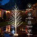 6FT Christmas Birch Tree 700 LED Warm White Lights with Twinkle, LED Lighted Tree for Indoor Outdoor Home Party Decor