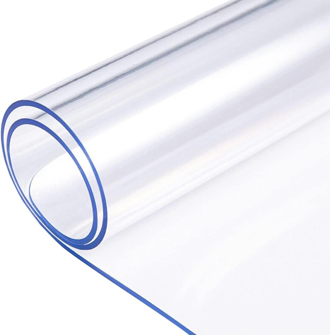 PVC Table Protector Cover Vinyl Tablecloth Clear Furniture Tablecloth Rectangle Pet Carpet Protector Crystal Table Cover Plastic Table Runner Waterproof Picnic Tablecloth 24X120 Inch