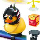 Rubber Duck Bike Decorations [New Stable Clamp Mount] Cute Squeak Duck Bike Bell [Two Helmet Propeller] Funny Bike Accessories E Scooter Motorcycle Cycling Gifts (Black Shark)