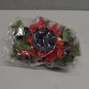 16 Inch Poinsettia Christmas Centerpiece Artificial Tabletop Decoration Candle Holder with Red Berries Artificial Pine Wreath or Home Festival Holiday Decoration(Poinsettia)