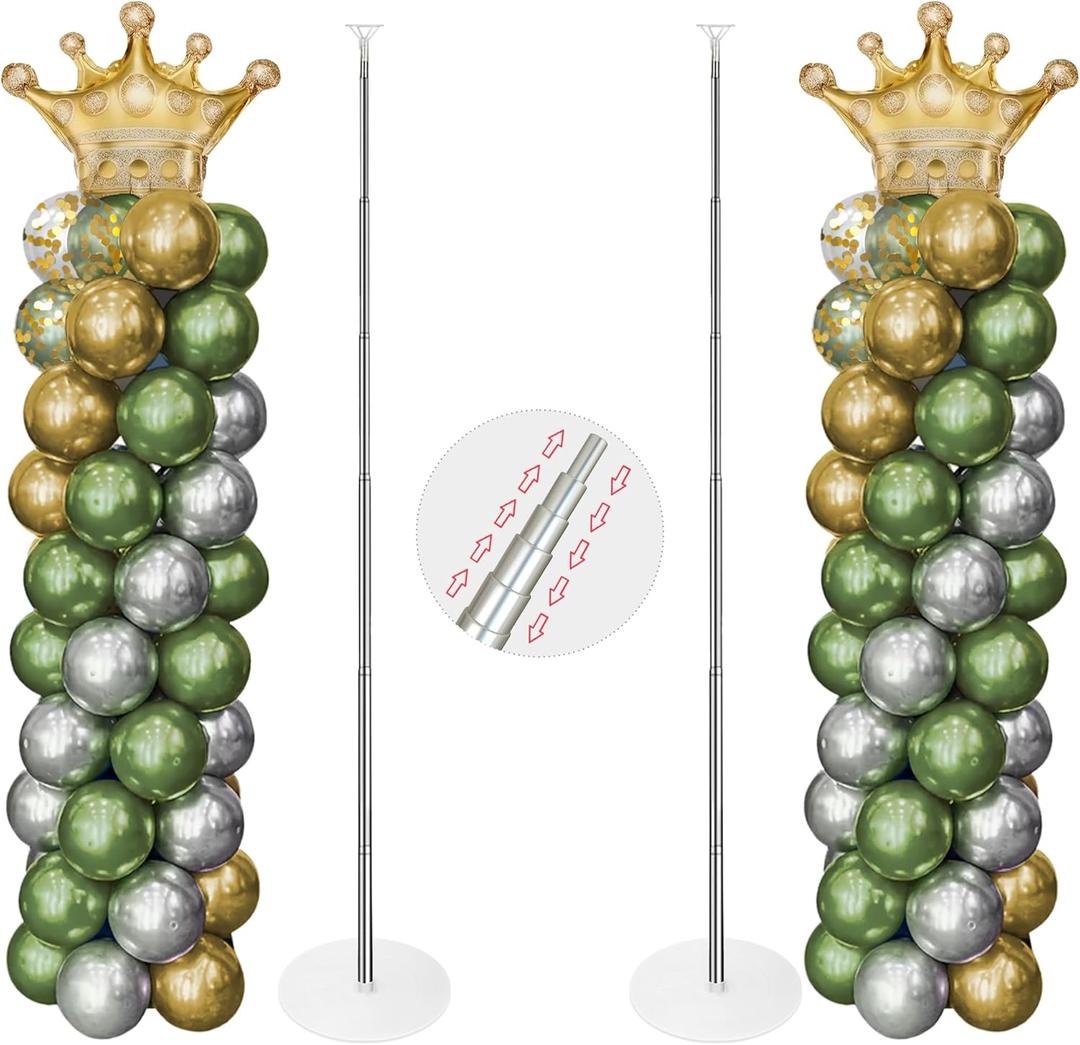 Balloon Stand, Balloon Arch Stand, 7 Feet Balloon Arch Kit of 2, Adjustable Metal Balloon Column Stand for Birthday Party, Wedding, Baby Shower, Graduation Decorations