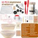 52 Pcs Sourdough Starter Kit, Sourdough Bread Baking Supplies with 9" Round & 10" Oval Banneton Bread Proofing Basket, Cooling Rack, Sour Dough Starter Jar, Bread Making Kit Gifts for Women Wife Mom