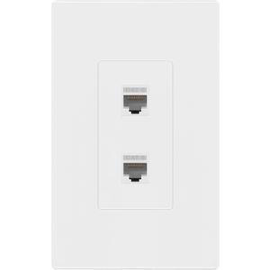 ENERLITES Port Screwless Wall Plate with 2 CAT6 RJ45 Keystone Jack Modules, for Voice/Data & Audio/Video Multimedia, Standard Size 1-Gang 4.69" x 2.93", SI8872C2-W, White