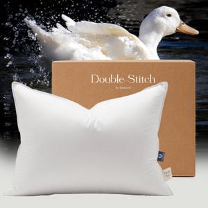 Double Stitch Down Pillow, 3-Chamber White Bed Pillow for Sleeping, Sourced in America, Made in Canada, Luxury 400 Thread Count 100% Cotton Shell, 700 Fill Power, Medium Firm, King, 20" x 36"
