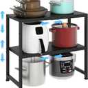 2-Tier Expandable Metal Storage Shelves,150LBS Heavy Duty Shelving Units and Storage For Small Appliance,Adjustable Pots and Pans Organizer Rack Shelf For Kitchen Under Cabinet Pantry Warehouse Garage, 2 Tier：11.02"D x 23.62"W x 20.87"H
