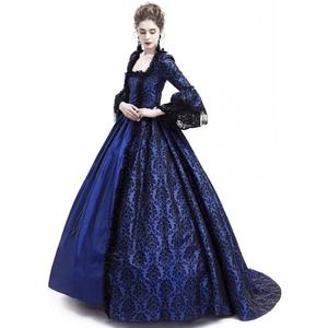 STIOEDYUAN Women's Medieval Queen Vitorian Dress Gothic Ball Gown Renaissance Royal Halloween Fancy Costume (Large, Blue)