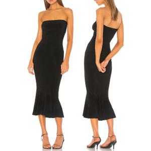 Aigeman Women's Sexy Off Shoulder Sleeveless Bodycon Mermaid Midi Dress Strapless Tube Elegant Cocktail Party Dress 292 (Medium, Black)