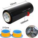 BOMEI PACK Black Stretch Wrap Industrial Strength with Plastic Handle 12" x 1000 Feet 80 Gauge 3-Pack, Black Shrink Wrap, Self-Adhering Black Plastic Wrap for Shipping, Moving