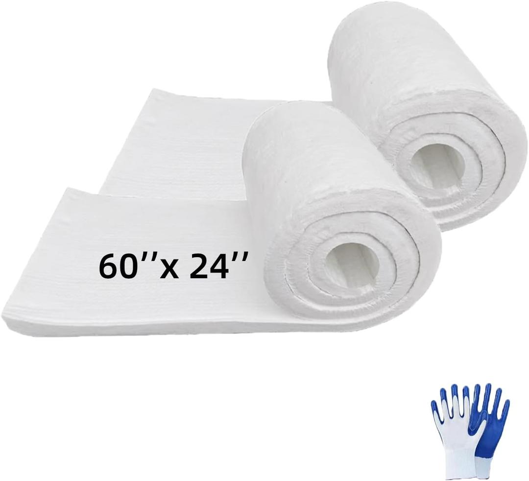 60'' x 24'' x 1'' Ceramic Fiber Insulation Blanket 2 Pack Fireproof Insulation Blanket 2400°F High Temperature for Stoves Kilns Forges Fire Bricks Boilers Pizza Ovens