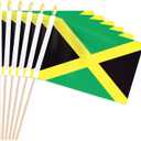 Pack of 20, Handheld Jamaica Flags 5x8 Inch  Small Jamaican Flags on Wooden Sticks with Gold Spear Top, Mini Jamaica Country Flag for Independence Day, Parades, Patriotic Decorations