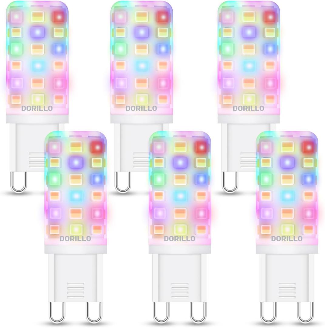G9 Smart Bulb, Standard Size WiFi LED Light, 2W 200LM, RGB + Warm to Cool White (2700K-6500K), Compatible with Alexa & Google Assistant, Dimmable App Control, No Hub Required, 6-Pack (Multi-colored)