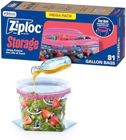 Amazon.com: Ziploc Gallon Food Storage Bags, Stand-Up Bottom, Easy to Fill, 81 Count (Packaging May Vary) : Health & Household