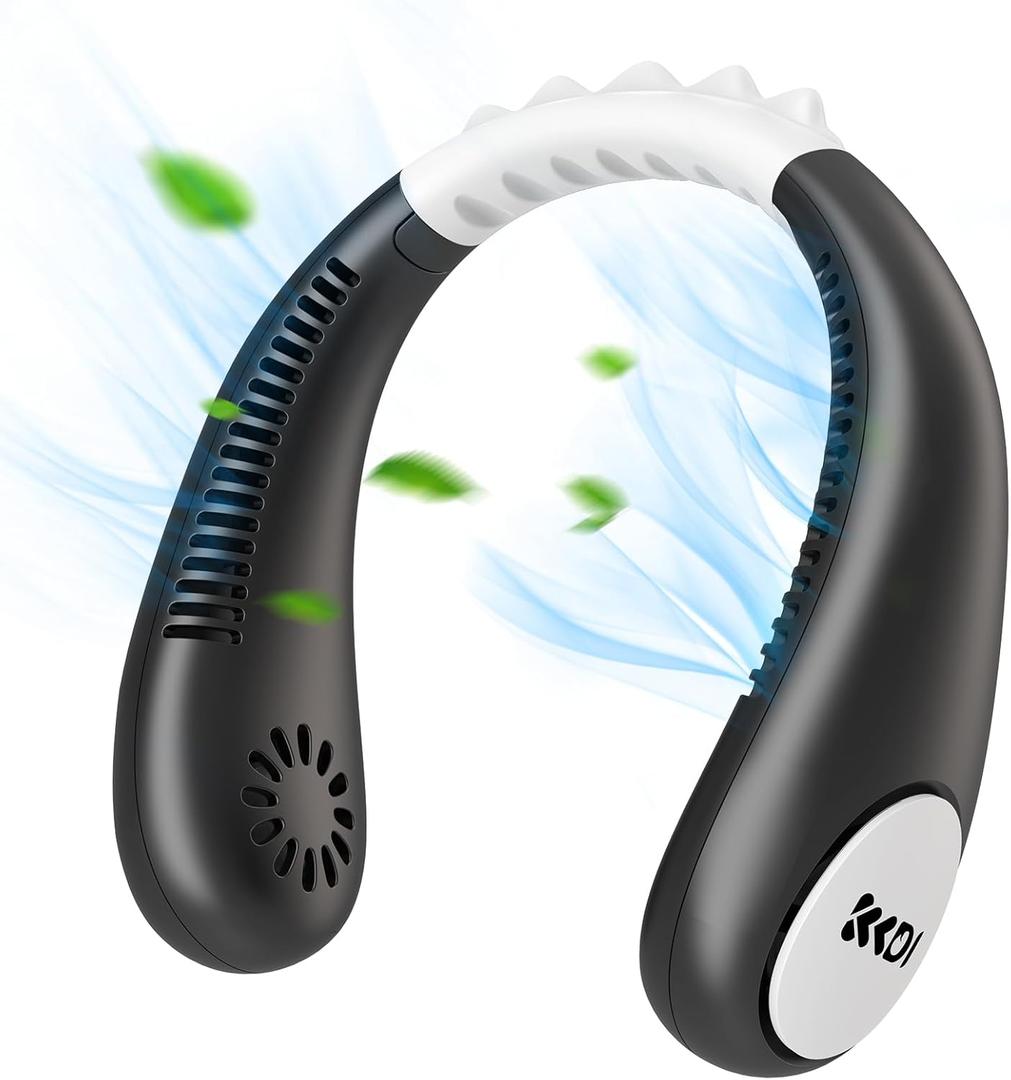 Kids Neck Fan, Portable Bladeless Fans for Kid 4-14Y Girls & Boys, 2600mAh USB Personal Mini Cooling Fan for Travel/Camping/Study, 4 Speeds, Lightweight, Compact, Perfect Summer Gifts for Kids (Black) Kids Neck Fan, Portable Bladeless Fans for Kid 4-14Y Girls & Boys, 2600mAh USB Personal Mini Cooling Fan for Travel/Camping/Study, 4 Speeds, Lightweight, Compact, Perfect Summer Gifts for Kids (Black)