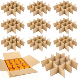 10 Set Moving Box Divider Kits, 13 x 13 x 3Inch Shipping Protective Cardboard Packing Dividers for Glassware Fruit Separation, Moving Kitchen Packing Supplies(Box Not Included)