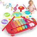 3 in 1 Musical Toys for Toddlers 1-3 Piano Xylophone Drum Set Toys for 1 2 3 Year Old Girls Birthday Music Instruments Baby Learning Developmental Sensory Toys Toddler Toys Age 1-2 2-3