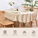 Wolkemer Faux Linen Small Oval Tablecloth Heavy Duty Wrinkle Resistant Fabric Table Cloths 52 x 70 Inch Beige Farmhouse Rustic Table Cover for Kitchen Dining Indoor Outdoor Tabletop Decoration