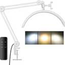 3000 Lm Adjustable LED Half Moon Light with Clamp & Task Lamp - Bright, Dimmable Lighting for Office, Crafts, Nails &Salon, Remote Control (CCTWhite)