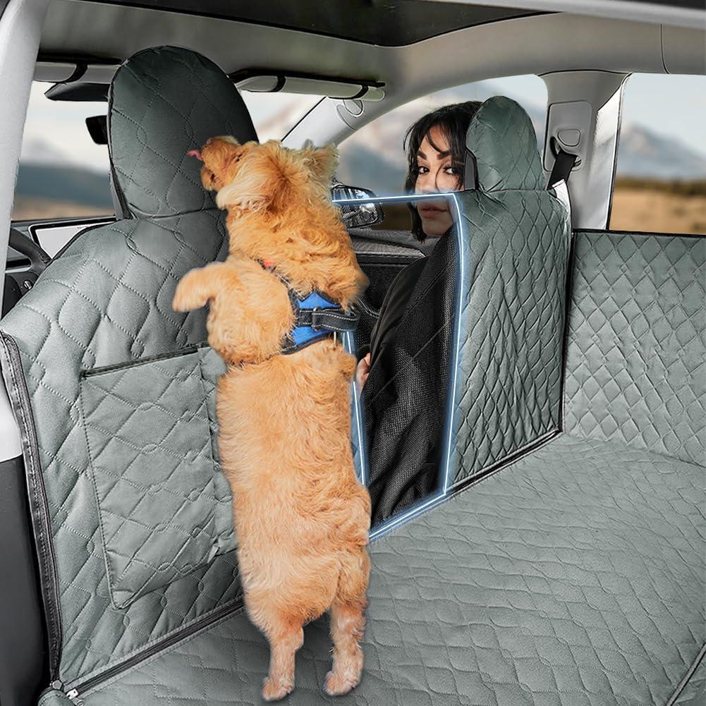 TESBEAUTY Dog Seat Cover for Tesla Model Y/Tesla Model 3/S Back Seat Cover for Pets Custom-Designed Each inch Protected, Even headrest Area is Covered, Waterproof Anti Scratch