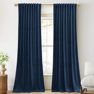 StangH Blue Velvet Curtains - Navy Blackout Curtains for Bedroom Back Tab Thermal Insulated Noise Reducing Window Drapes for Living Room, W52 x L84, 2 Panels