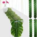 4 Pcs Artificial Palm Leaves Table Runners 72 Inch, Tropical Palm Leaves Table Runner Faux Leaf Table Cloth for Wedding Hawaiian Luau Theme Party Supply Summer Table Wall Decorations