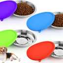 Patelai 8 Pcs Stainless Steel Dog Bowls with Silicone Lids Portable Food and Water Dishes for Pets Sealable Containers for Small Medium Dog Cat Indoor, 6.3 Inch (Red,Blue,Green,Purple)