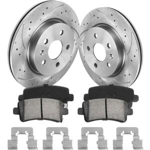 Anpulsero Rear Disc Brake Kit| Compatible with Chevy Malibu, Impala, Buick LaCrosse, Allure, Regal, Cadillac XTS| Drilled Slotted Brake Rotors and Ceramic Brake Pads Replacement 315mm(12.4in)