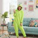Adult Onesie Animal Pajamays Sleepwear Christmas Costumes Unisex One Piece Cosplay Suit for Women and Men (Green, M)