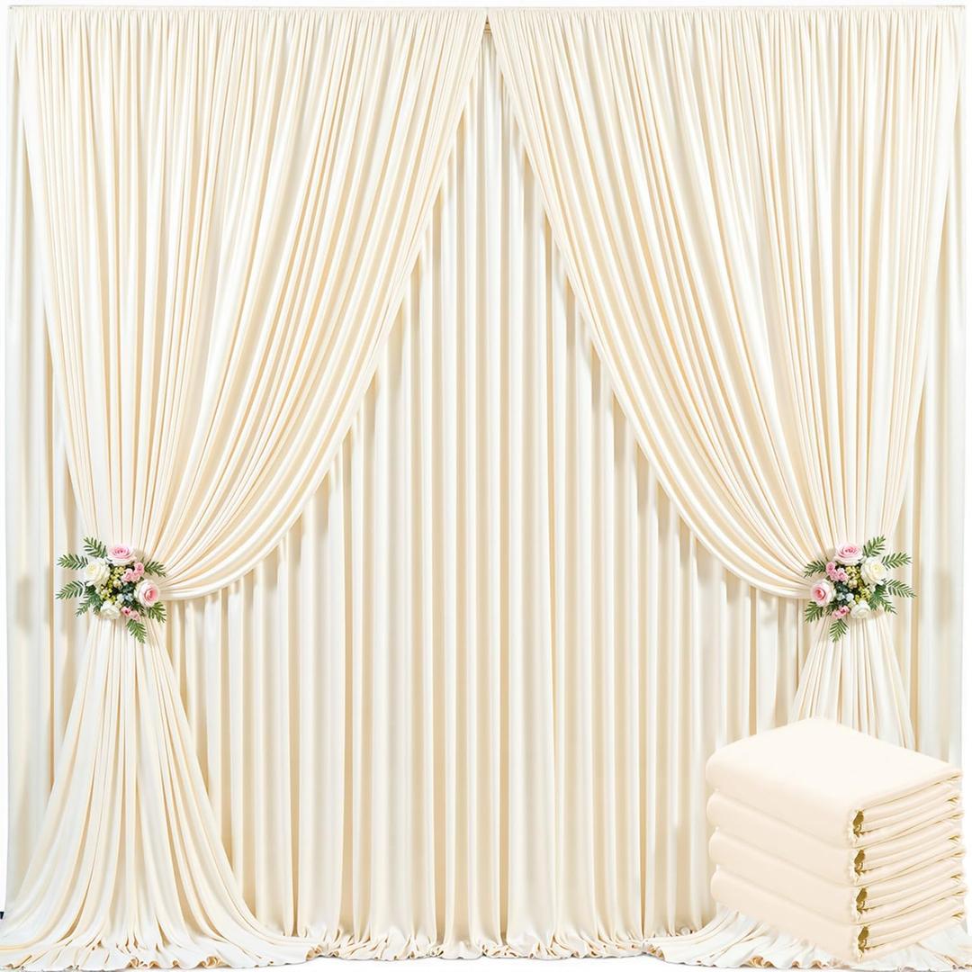 4 Panels Champagne Backdrop Curtain for Baby Shower Wrinkle Free 20ft x 10ft Backdrop Drapes Panels for Parties Wedding Bridal Shower Birthday Photo Photography Fabric Background Decoration