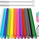 ALINK 12 PCS Reusable Plastic Boba Straws, 13 inch Long 0.51 inch Extra Wide Smoothie Straws for 1 Gallon, 64/32 oz Water Bottles, Bubble Tea, Tapioca Pearls