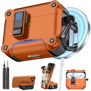 Inesore Compatible with AirPods Pro 3 Generation Case,Secure Lock & Phone Stand Design,Compatible with MagSafe,Automatic Snap Switch Secure Cover for New AirPods Pro 3rd (2025)-Orange