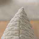 Kevin Textile Set of 2 Decorative Pillow Cover Solid Striped Corduroy Plush Velvet Boho Cushion Cover for Couch 50cm 20 x 20 Inch Cream