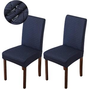 Waterproof Chair Covers for Dining Room Dining Chair Covers Kitchen Parsons Chair Covers (Navy Blue, 2 PCS)