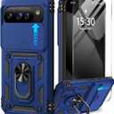 Taisairu for Google Pixel 10 Case/Pixel 10 Pro Case with Screen Protector & Slide Camera Lens Cover,Built-in Ring Stand Protective Phone Case for Pixel 10 Case/Google Pixel 10 Pro Case (Blue)