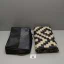 SAND MINE Reversible Mats, Plastic Straw Rug, Modern Area Rug, Large Floor Mat and Rug for Outdoors, RV, Patio, Backyard, Deck, Picnic, Beach, Trailer, Camping (4' x 6', Black & Beige Lattice)