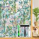 Rainbow Privacy Film with Cutting Line, 3D Decals Stained Glass Window Clings, Static Cling Window Sticker, Suncatcher - 29.5" x 157.4"