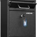 Uniclife Wall Mount Mailbox for Outside, Anti-Theft Heavy Duty Locking Mailbox, Small Mailbox with Key Lock, Security Mail Box, Safe Key Drop Box, Post Box, Steel Cash Drop Box for Home Office, Black